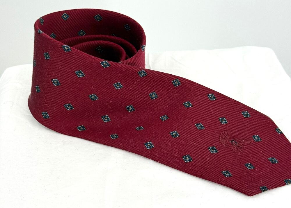 Countess Mara Vintage Silk Neck Tie Burgundy Red Diamond  3.5 x 64 long